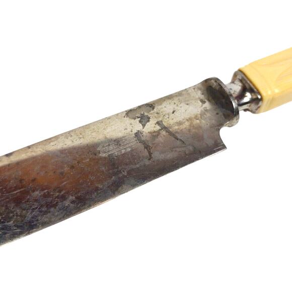 Vintage Butterscotch Bakelite Handle Stainless Steel Slicing Knife by Universal - Picture 3 of 6